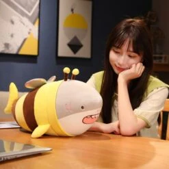 Cute Chonky Half Shark Half Bee Plushie -Kawaii Store kawaiies plushies plush softtoy cute chonky half shark half bee plushie new soft toy 343904