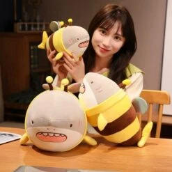 Cute Chonky Half Shark Half Bee Plushie -Kawaii Store kawaiies plushies plush softtoy cute chonky half shark half bee plushie new soft toy 530280