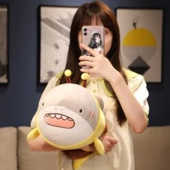 Cute Chonky Half Shark Half Bee Plushie -Kawaii Store kawaiies plushies plush softtoy cute chonky half shark half bee plushie new soft toy 845601