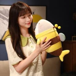 Cute Chonky Half Shark Half Bee Plushie -Kawaii Store kawaiies plushies plush softtoy cute chonky half shark half bee plushie new soft toy 954834