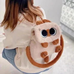 Apparel Cute Fluffy Brown Burmese Cat Plush Bag -Kawaii Store kawaiies plushies plush softtoy cute fluffy brown burmese cat plush bag bag 358957