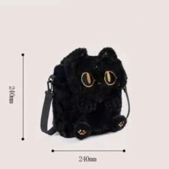 Apparel Cute Fluffy Moon Black Cat Plush Bag -Kawaii Store kawaiies plushies plush softtoy cute fluffy moon black cat plush bag bag 662883