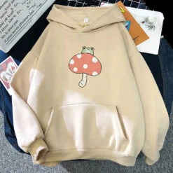 Apparel Cute Frog Mushroom Unisex Hoodie 17 Apparel Cute Frog Mushroom Unisex Hoodie -Kawaii Store kawaiies plushies plush softtoy cute frog mushroom unisex hoodie apparel cream xs 566834