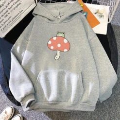 Apparel Cute Frog Mushroom Unisex Hoodie 23 Apparel Cute Frog Mushroom Unisex Hoodie -Kawaii Store kawaiies plushies plush softtoy cute frog mushroom unisex hoodie apparel gray l 817921
