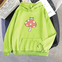 Apparel Cute Frog Mushroom Unisex Hoodie 18 Apparel Cute Frog Mushroom Unisex Hoodie -Kawaii Store kawaiies plushies plush softtoy cute frog mushroom unisex hoodie apparel light green xxl 524653