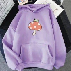 Apparel Cute Frog Mushroom Unisex Hoodie 19 Apparel Cute Frog Mushroom Unisex Hoodie -Kawaii Store kawaiies plushies plush softtoy cute frog mushroom unisex hoodie apparel light purple m 665728
