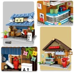 Shirakawa-go Dori Street Japanese Stores Building Sets - Limited Stock -Kawaii Store kawaiies plushies plush softtoy cute japanese restaurants set 2 new build it 861059