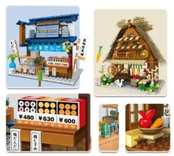 Shirakawa-go Dori Street Japanese Stores Building Sets - Limited Stock -Kawaii Store kawaiies plushies plush softtoy cute japanese restaurants set 2 new build it 974978
