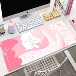Accessories Cute Japanese-themed Cat Large Mouse Pad Collection 2 -Kawaii Store kawaiies plushies plush softtoy cute japanese themed cat large mouse pad collection 2 accessories pink swirl 30 x 60cm 311360