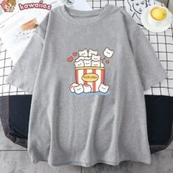 Apparel Cute Kawaii White Bear Popcorn Unisex Tee -Kawaii Store kawaiies plushies plush softtoy cute kawaii white bear popcorn unisex tee apparel 834930