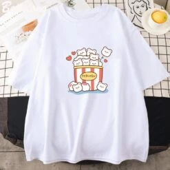 Apparel Cute Kawaii White Bear Popcorn Unisex Tee -Kawaii Store kawaiies plushies plush softtoy cute kawaii white bear popcorn unisex tee apparel white xs 600658