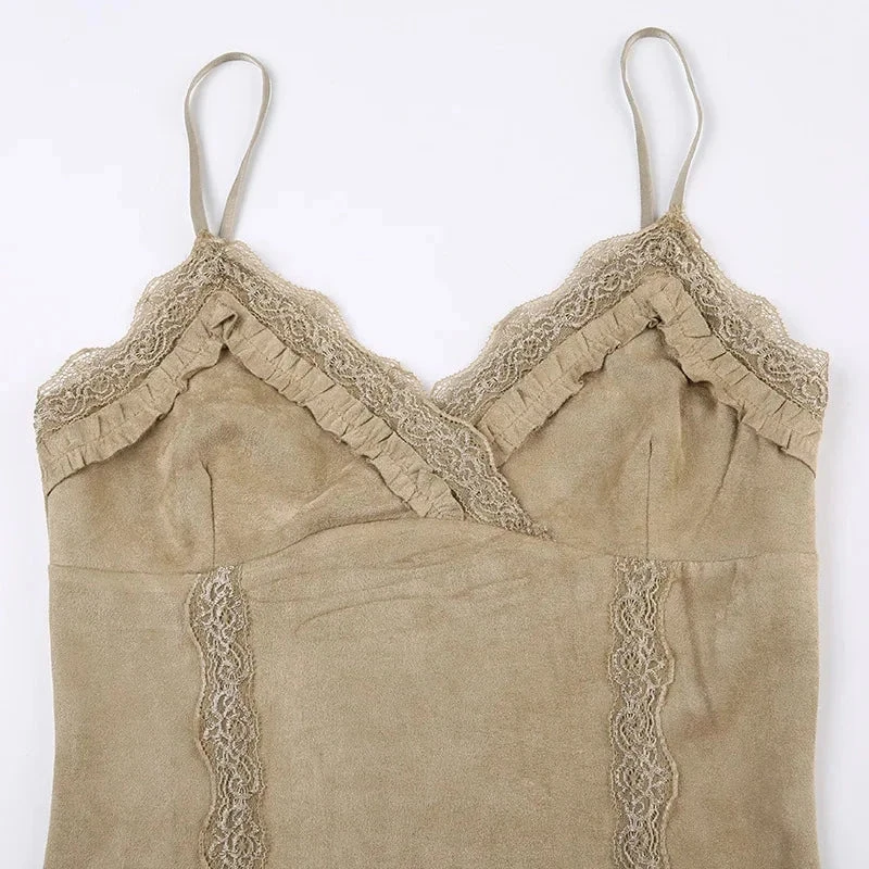 Apparel Cute Khaki Lace Spaghetti Vest 12 Apparel Cute Khaki Lace Spaghetti Vest - Image 10