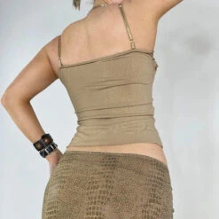 Apparel Cute Khaki Lace Spaghetti Vest 25 Apparel Cute Khaki Lace Spaghetti Vest -Kawaii Store kawaiies plushies plush softtoy cute khaki lace spaghetti vest tops 670708