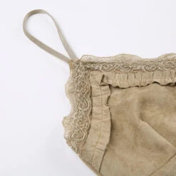 Apparel Cute Khaki Lace Spaghetti Vest 37 Apparel Cute Khaki Lace Spaghetti Vest -Kawaii Store kawaiies plushies plush softtoy cute khaki lace spaghetti vest tops 833039