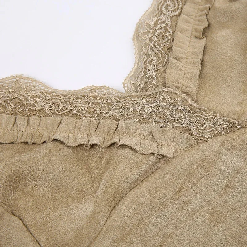 Apparel Cute Khaki Lace Spaghetti Vest 20 Apparel Cute Khaki Lace Spaghetti Vest - Image 18