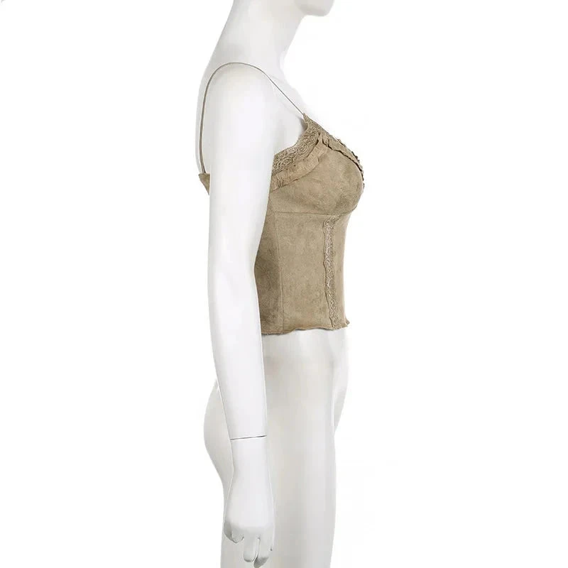 Apparel Cute Khaki Lace Spaghetti Vest 17 Apparel Cute Khaki Lace Spaghetti Vest - Image 15