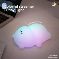 Cute Laying Bear LED Night Light -Kawaii Store kawaiies plushies plush softtoy cute laying bear led night light home decor 251839