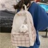 Apparel Cute Plaid Two-Tone Pastel Backpack