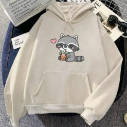 Apparel Cute Raccoon Drinking Bubble Milk Tea Unisex Hoodie