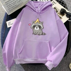 Apparel Cute Raccoon With Banana Unisex Hoodie -Kawaii Store kawaiies plushies plush softtoy cute raccoon with banana unisex hoodie apparel light purple xxl 290600
