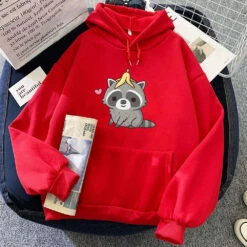 Apparel Cute Raccoon With Banana Unisex Hoodie -Kawaii Store kawaiies plushies plush softtoy cute raccoon with banana unisex hoodie apparel red xxl 123029