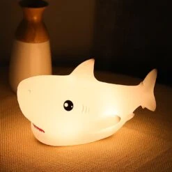 Cute Shark LED Night Light -Kawaii Store kawaiies plushies plush softtoy cute shark led night light new home decor 393996