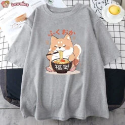 Apparel Cute Shiba Inu Slurping Ramen Unisex Tee -Kawaii Store kawaiies plushies plush softtoy cute shiba inu slurping ramen unisex tee apparel 862768