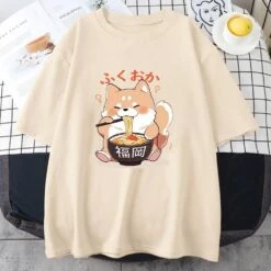Apparel Cute Shiba Inu Slurping Ramen Unisex Tee -Kawaii Store kawaiies plushies plush softtoy cute shiba inu slurping ramen unisex tee apparel cream xs 136635