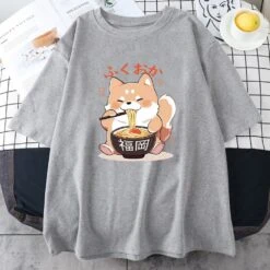 Apparel Cute Shiba Inu Slurping Ramen Unisex Tee -Kawaii Store kawaiies plushies plush softtoy cute shiba inu slurping ramen unisex tee apparel gray xs 810836