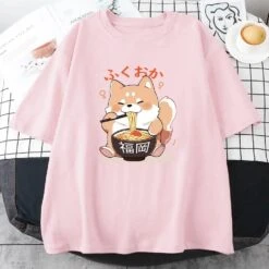 Apparel Cute Shiba Inu Slurping Ramen Unisex Tee -Kawaii Store kawaiies plushies plush softtoy cute shiba inu slurping ramen unisex tee apparel pink xs 722551