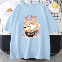 Apparel Cute Shiba Inu Slurping Ramen Unisex Tee -Kawaii Store kawaiies plushies plush softtoy cute shiba inu slurping ramen unisex tee apparel sky blue xs 297592