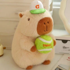 Cute Sporty Capybara Plushie -Kawaii Store kawaiies plushies plush softtoy cute sporty capybara plushie soft toy brown tennis ball 10in 25cm 872012