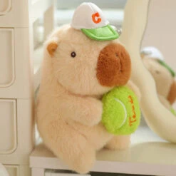 Cute Sporty Capybara Plushie -Kawaii Store kawaiies plushies plush softtoy cute sporty capybara plushie soft toy brown tennis ball 6in 15cm keychain 532938