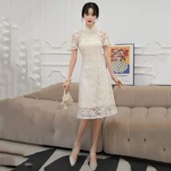 Apparel Dainty Lace Chinese Traditional Qipao Cheongsam Dress -Kawaii Store kawaiies plushies plush softtoy dainty lace chinese traditional qipao cheongsam dress apparel 540972