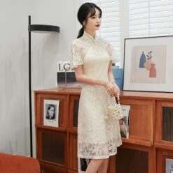 Apparel Dainty Lace Chinese Traditional Qipao Cheongsam Dress -Kawaii Store kawaiies plushies plush softtoy dainty lace chinese traditional qipao cheongsam dress apparel 932243