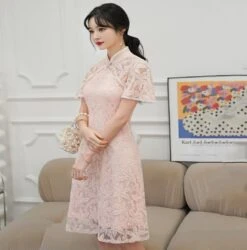 Apparel Dainty Lace Chinese Traditional Qipao Cheongsam Dress -Kawaii Store kawaiies plushies plush softtoy dainty lace chinese traditional qipao cheongsam dress apparel 938354