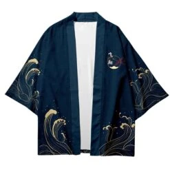 Apparel Dark Navy Blood-Red Sun Cranes Unisex Kimono -Kawaii Store kawaiies plushies plush softtoy dark navy blood red sun cranes unisex kimono kimono 906764