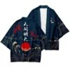 Apparel Dark Navy Blood-Red Sun Cranes Unisex Kimono -Kawaii Store kawaiies plushies plush softtoy dark navy blood red sun cranes unisex kimono kimono s 252195