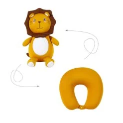 Dino 2 In 1 Travel Neck Support Pillow & Plushie -Kawaii Store kawaiies plushies plush softtoy dino 2 in 1 travel neck support pillow plushie pillows lion 452470