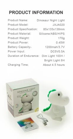 Dinosaur Silicone LED Night Light Cartoon Children -Kawaii Store kawaiies plushies plush softtoy dinosaur silicone led night light cartoon children home decor 714734