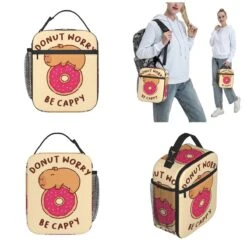 'Donut Worry Be Cappy' Capybara Lunch Bags 13 'Donut Worry Be Cappy' Capybara Lunch Bags -Kawaii Store kawaiies plushies plush softtoy donut worry be cappy capybara lunch bags bag 861011