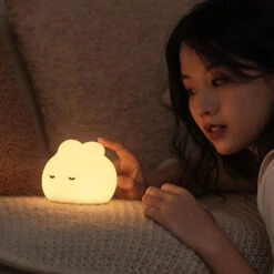 Dreaming Bunny LED Night Light -Kawaii Store kawaiies plushies plush softtoy dreaming bunny led night light home decor 457286
