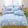 Dreamy Blue Clouds Checked 120gsm Polyester Bedding Set -Kawaii Store kawaiies plushies plush softtoy dreamy blue clouds checked 120gsm polyester bedding set bedding sets single 224911