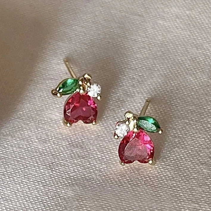 Rose Heart Flower Gold-Plated Stud Earrings 4 Rose Heart Flower Gold-Plated Stud Earrings - Image 2