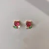 Rose Heart Flower Gold-Plated Stud Earrings -Kawaii Store kawaiies plushies plush softtoy earring cute small shiny heart flower earrings default title 315669