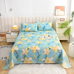 Elegant Blue Pink Floral Bedding Set Collection -Kawaii Store kawaiies plushies plush softtoy elegant blue pink floral bedding set collection bedding sets 834299