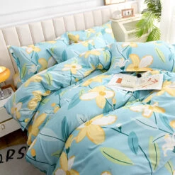 Elegant Blue Pink Floral Bedding Set Collection -Kawaii Store kawaiies plushies plush softtoy elegant blue pink floral bedding set collection bedding sets 985574