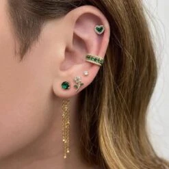 Emerald Bloom 18k Gold-Plated Earring Set