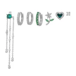 Emerald Bloom 18k Gold-Plated Earring Set -Kawaii Store kawaiies plushies plush softtoy emerald bloom 18k gold plated earring set jewelry silver 253986