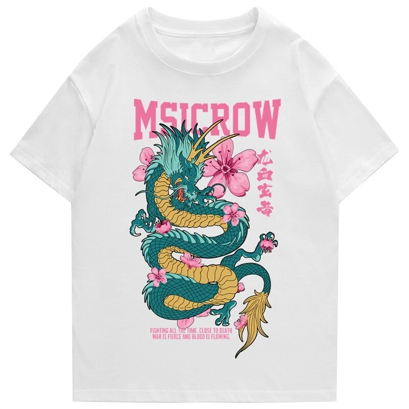Apparel Emerald Dragon Pink Sakura Unisex Cotton Tee 4 Apparel Emerald Dragon Pink Sakura Unisex Cotton Tee - Image 2